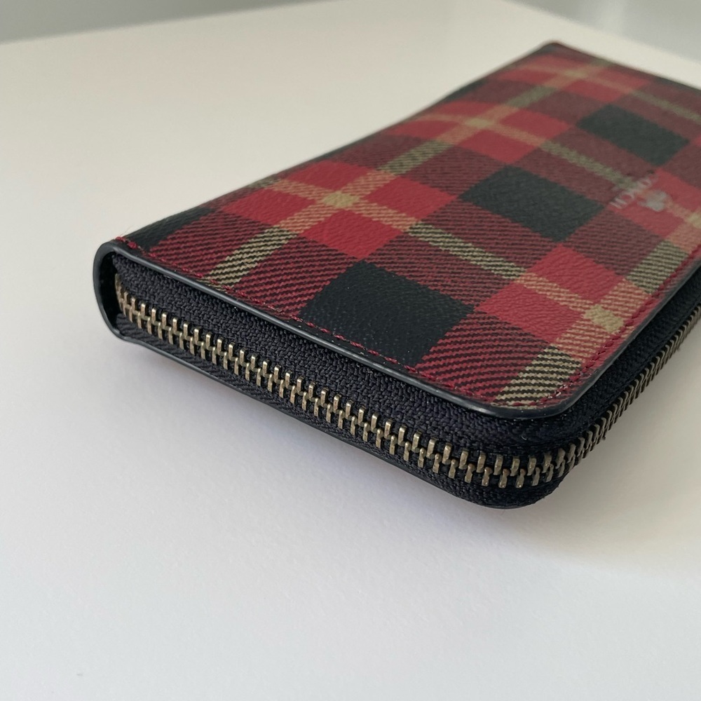 Coach Plaid Medium Zip Wallet - Picture 4 of 9